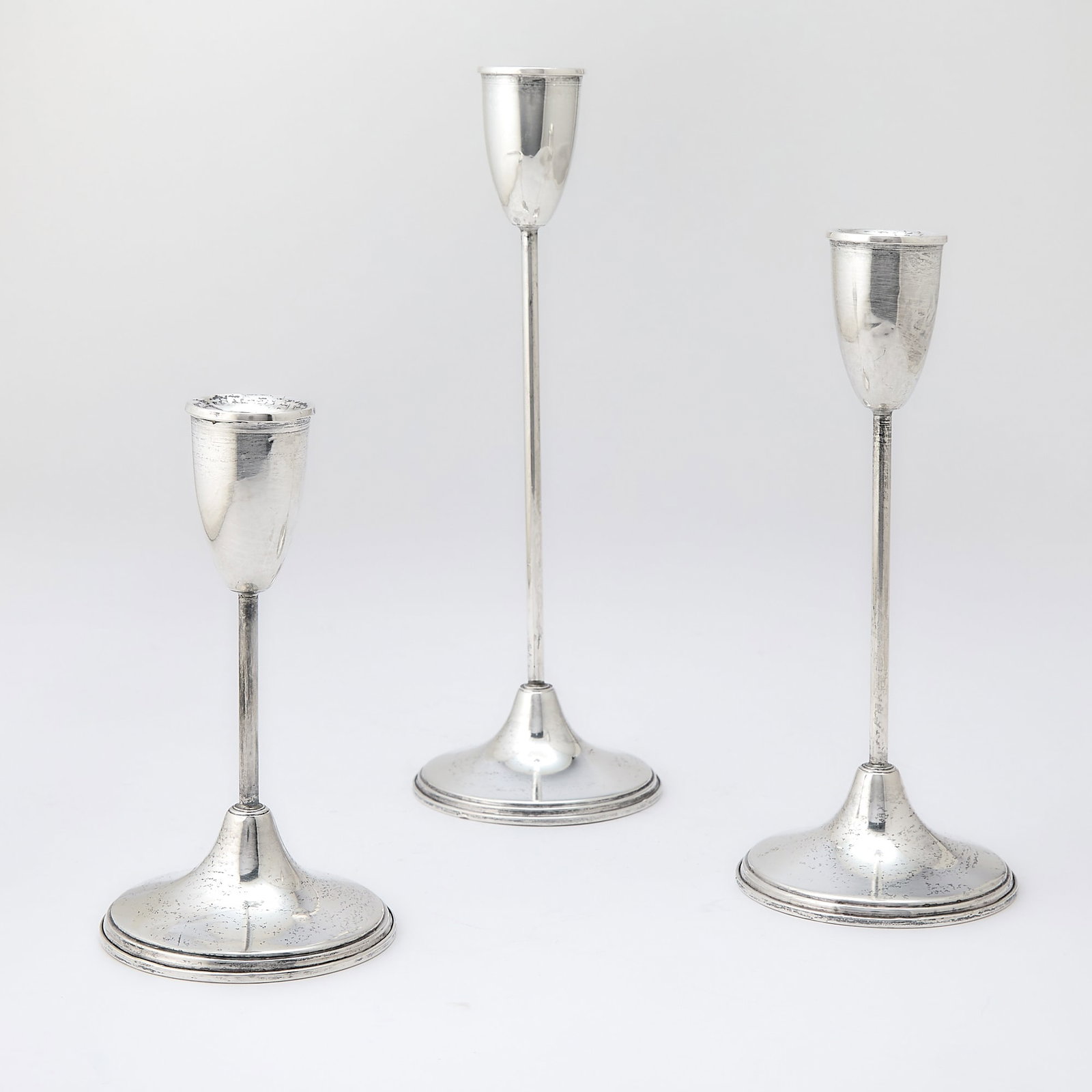 Graduated Set of Three American Sterling Silver Candlesticks (1 of 4)