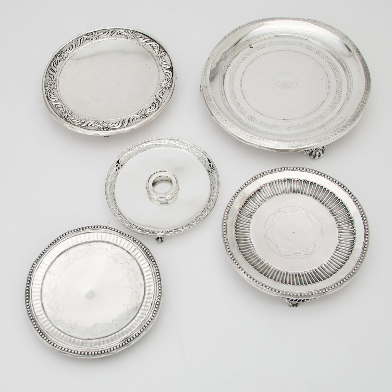 Five Silver Salvers and Waiters (1 of 5)