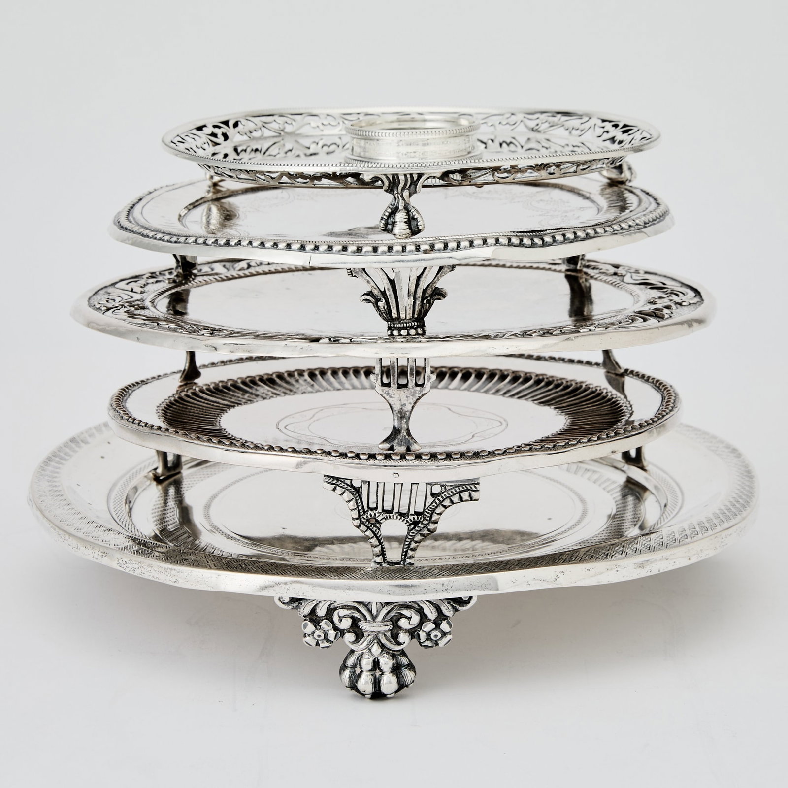 Five Silver Salvers and Waiters - 2