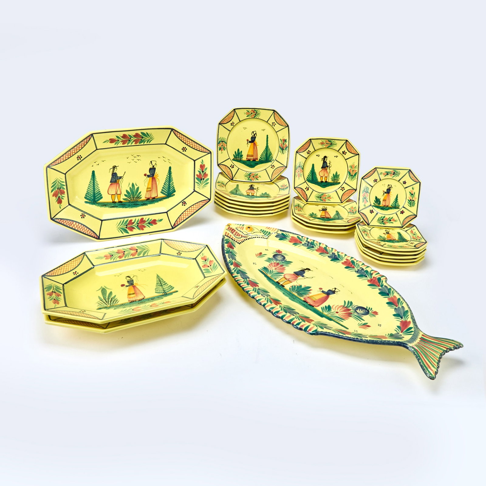 Quimper Pottery Partial Dinner Service (1 of 4)