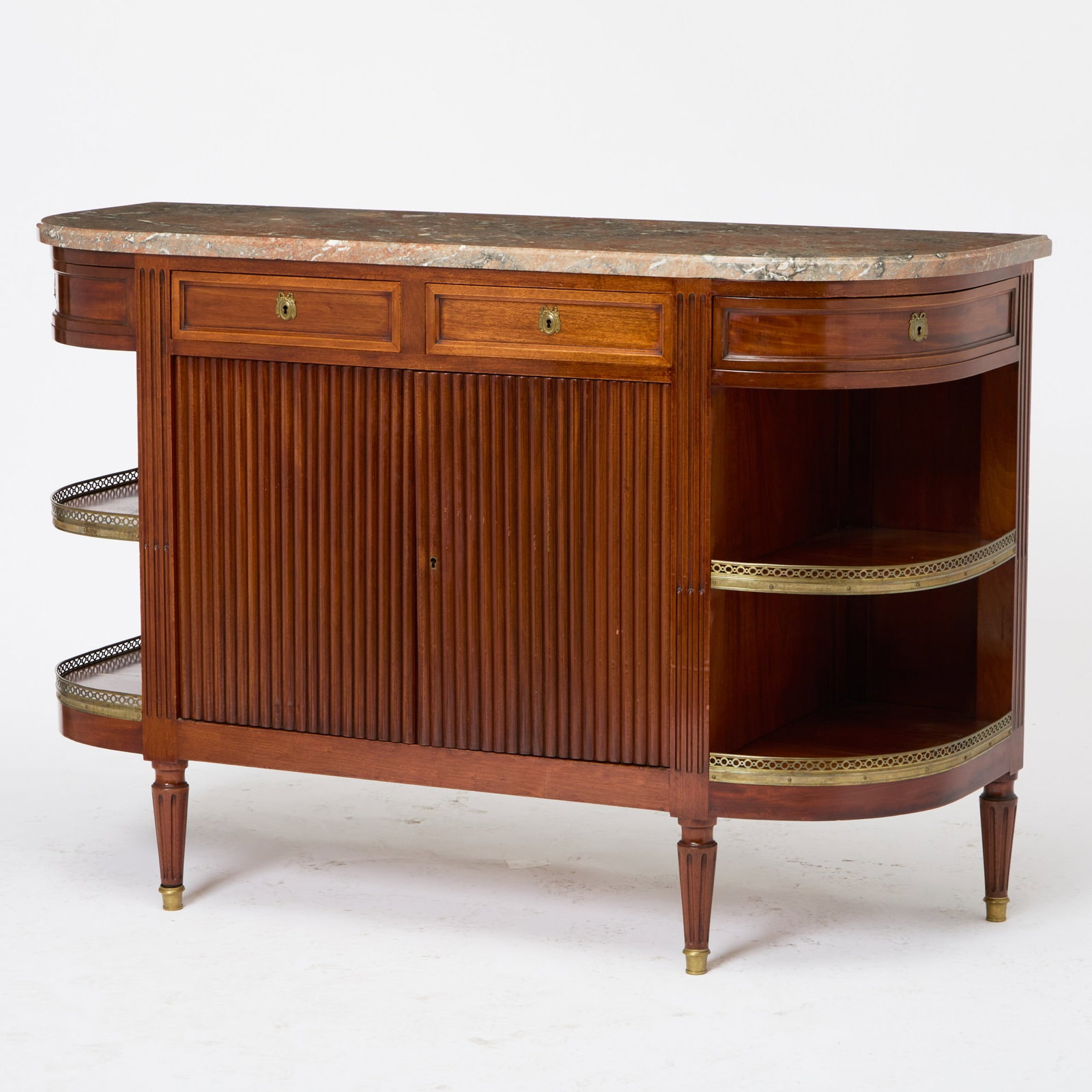 Louis XVI Style Marble Top Mahogany Console Desserte (1 of 8)