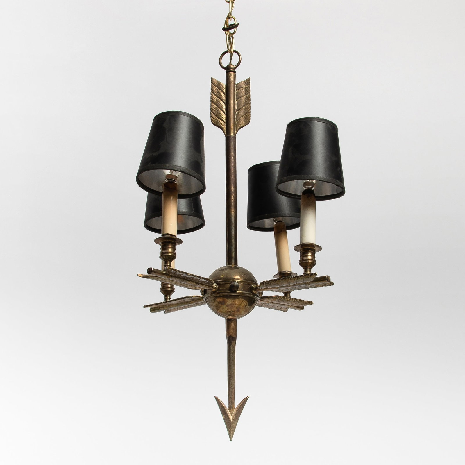 Neoclassical Style Four-Light Brass Chandelier (1 of 5)