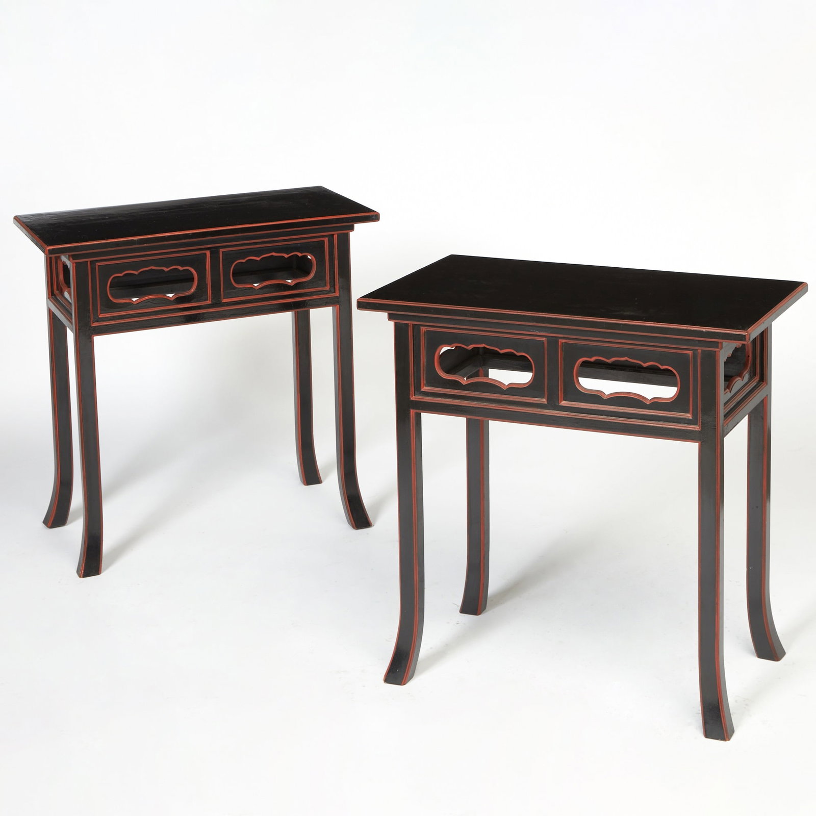 Pair Chinese Style Lacquer Side Tables (1 of 3)