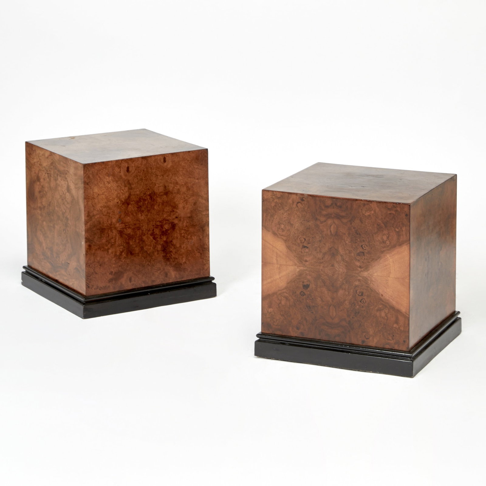 Modernist Style Burlwood Side Tables / Pedestals (1 of 2)