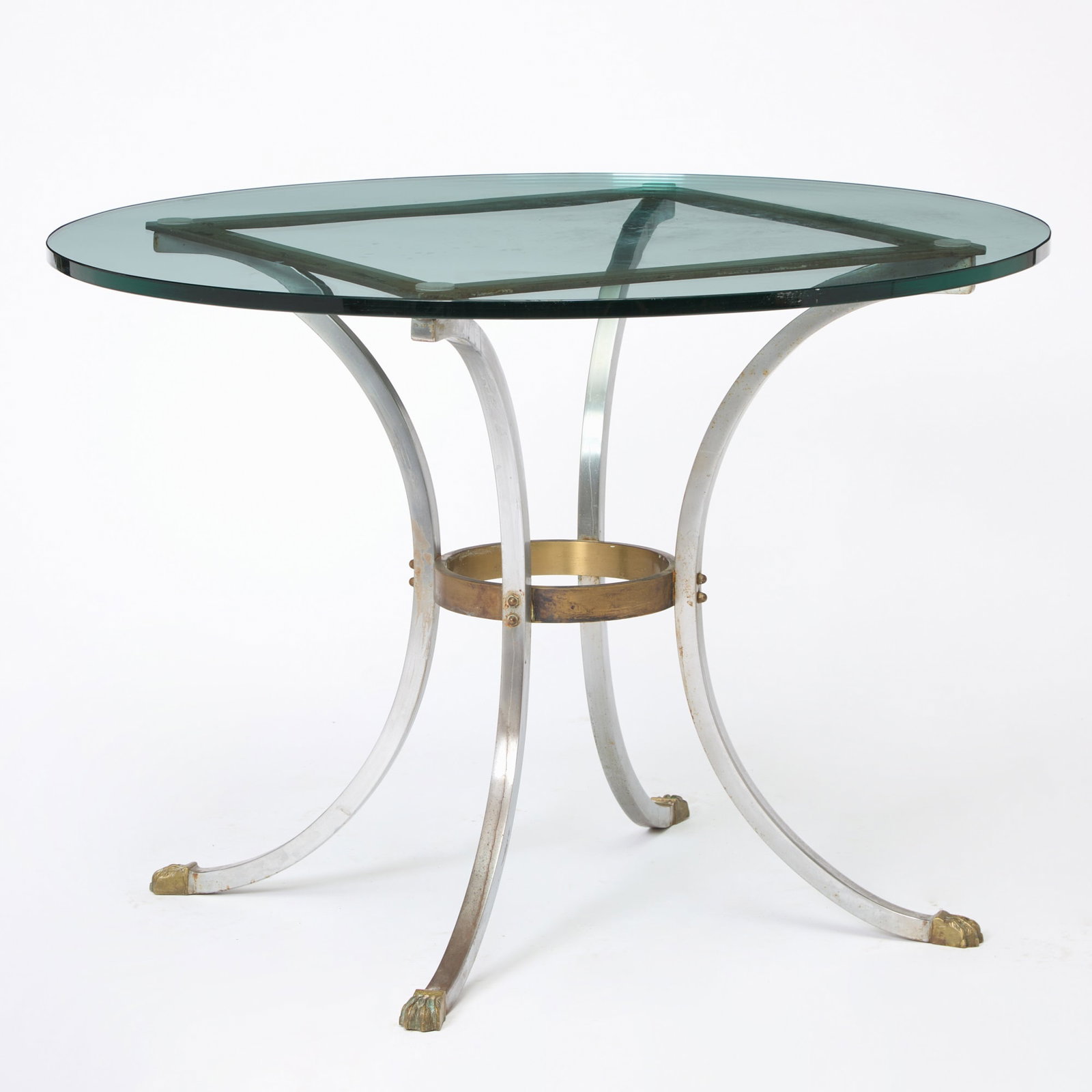 Maison Janson Style Glass Top Steel Center Table (1 of 4)
