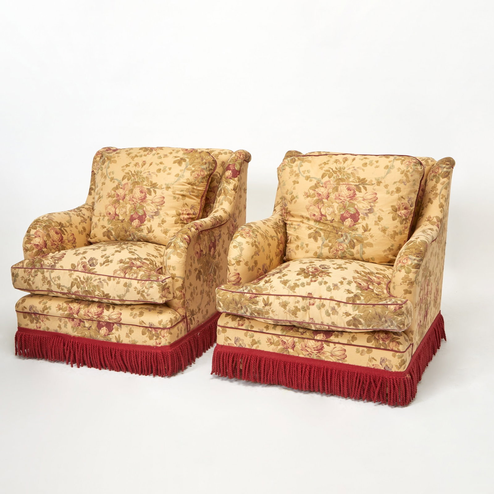 Pair of English Upholstered Club Chairs by Geoffrey Bennison (1 of 5)
