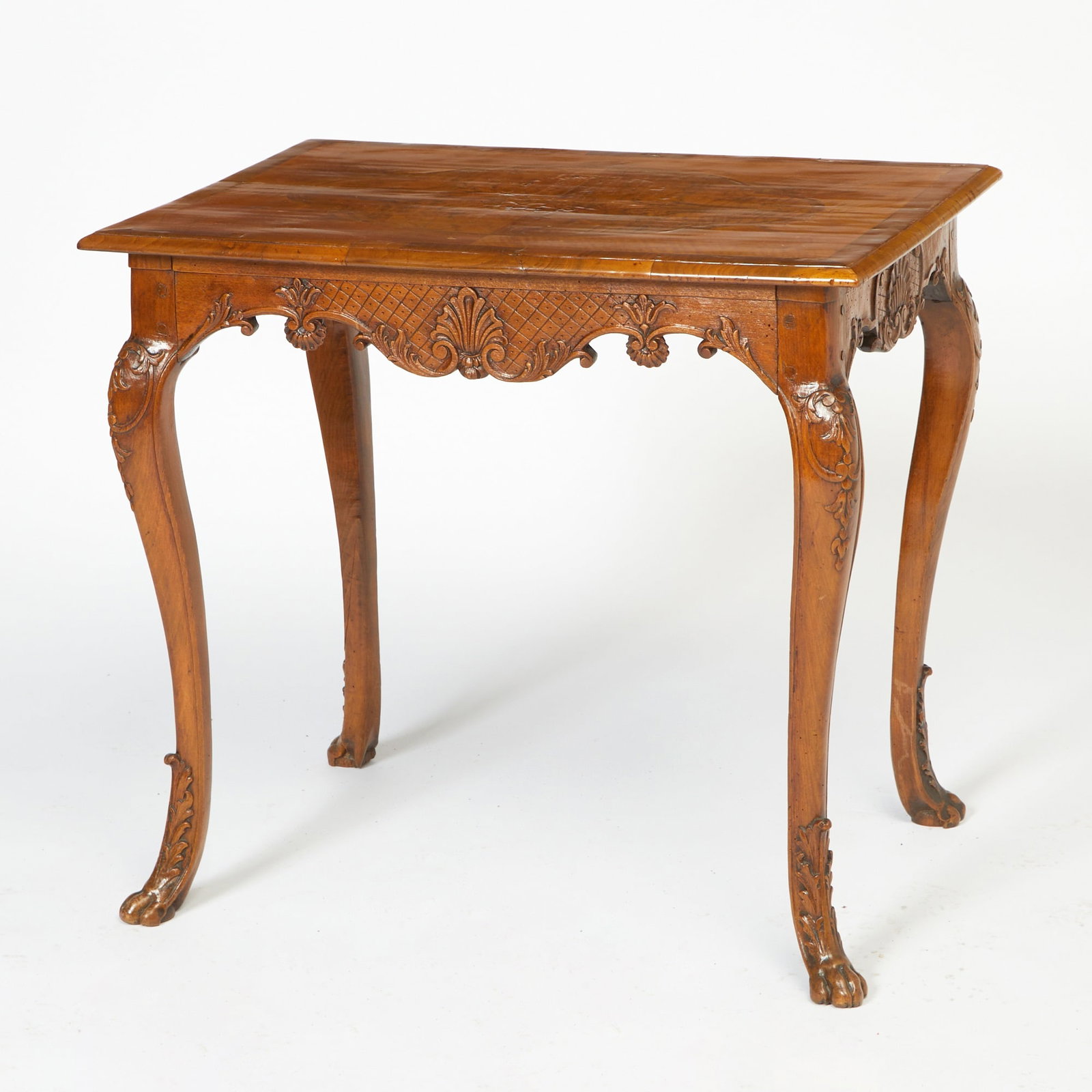 French Provincial Louis XV Style Inlaid Walnut Side Table (1 of 5)