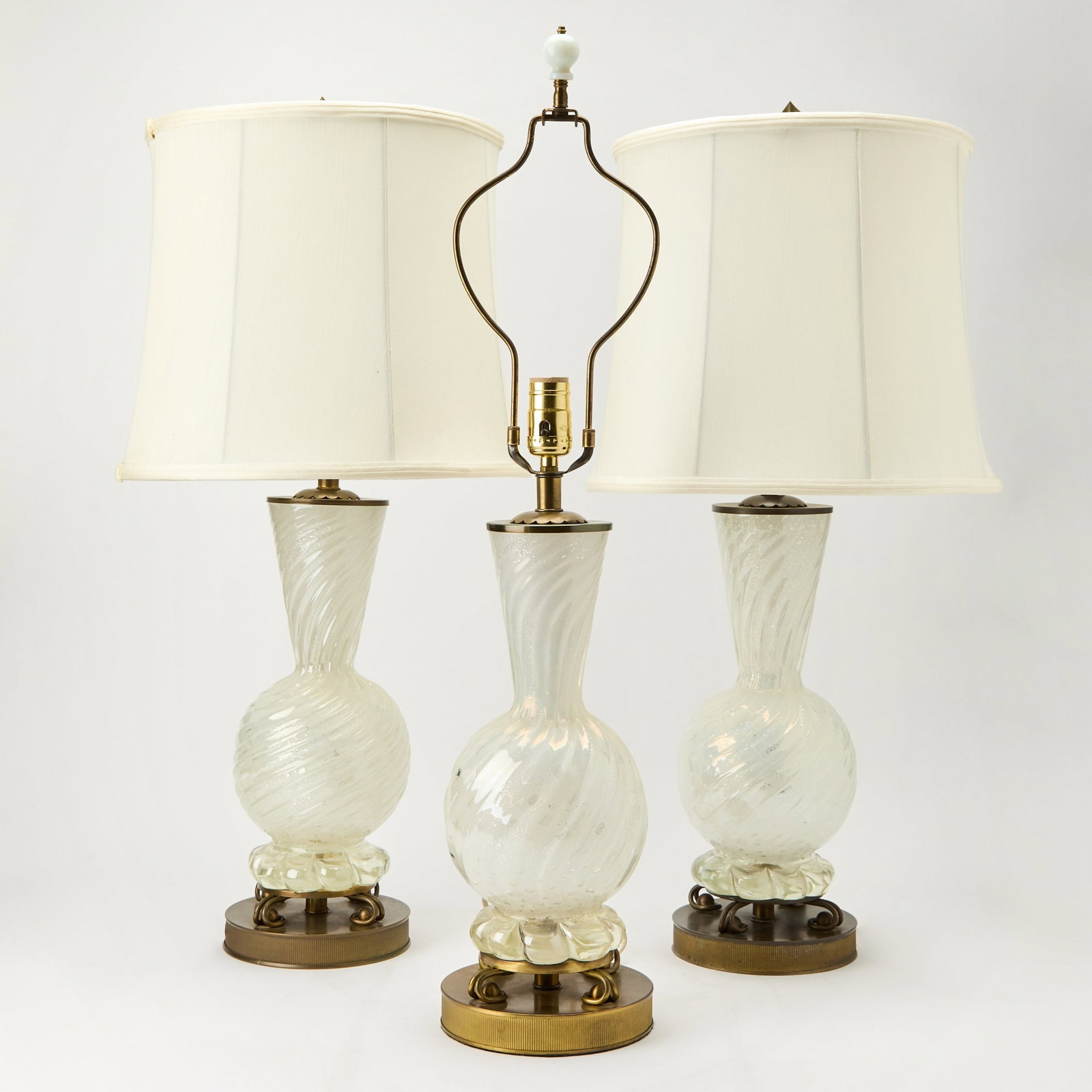 Group of Three Murano Blown Glass Vases as Table Lamps (1 of 6)