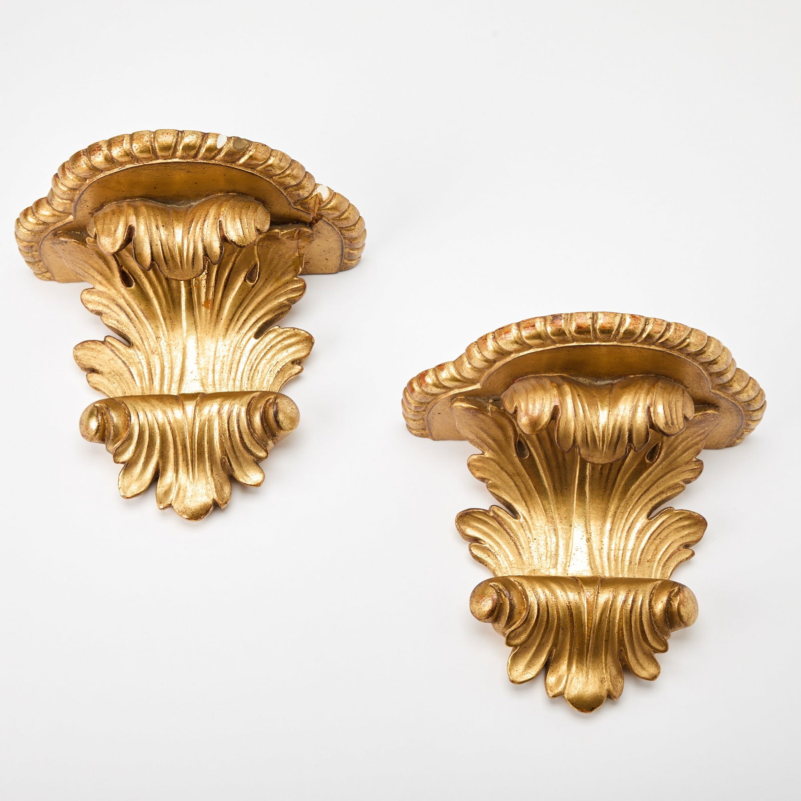 Pair of Italian Carved Pottery Acanthus Leaf Brackets (1 of 4)