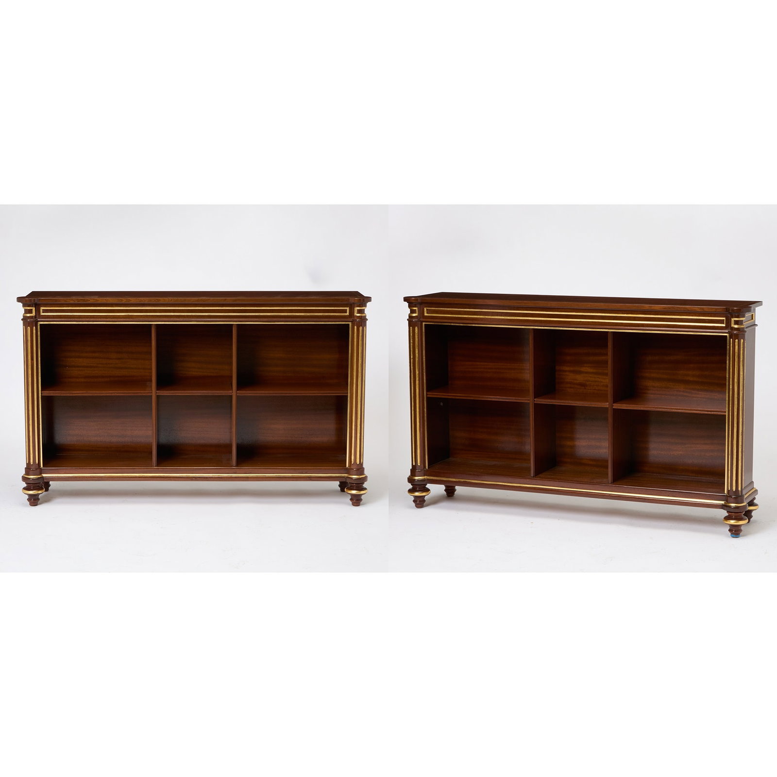 Pair of Regency Style Parcel-Gilt Mahogany Bookcases (1 of 6)