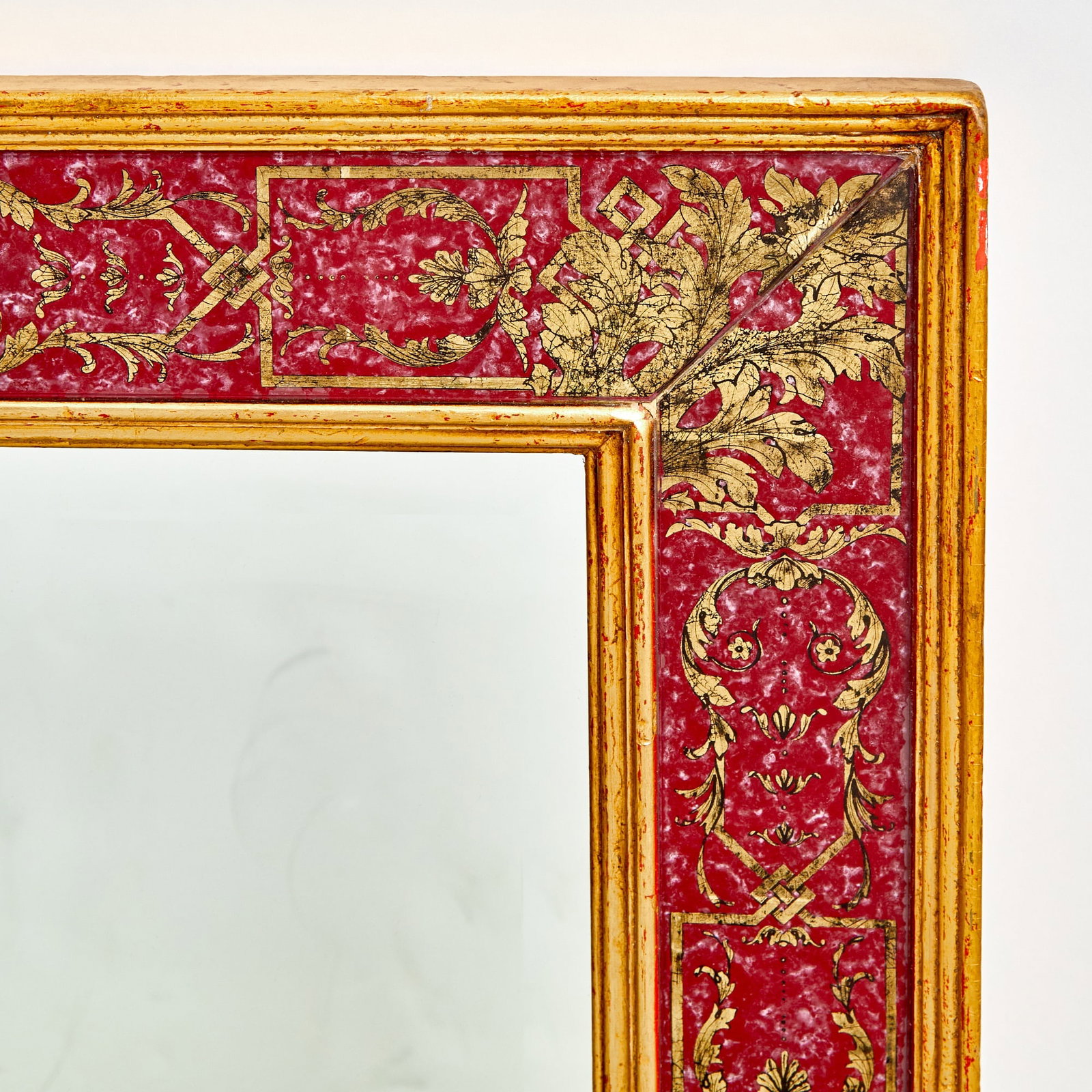 Neoclassical Style Verre Eglomis? Carved Giltwood Mirror - 2