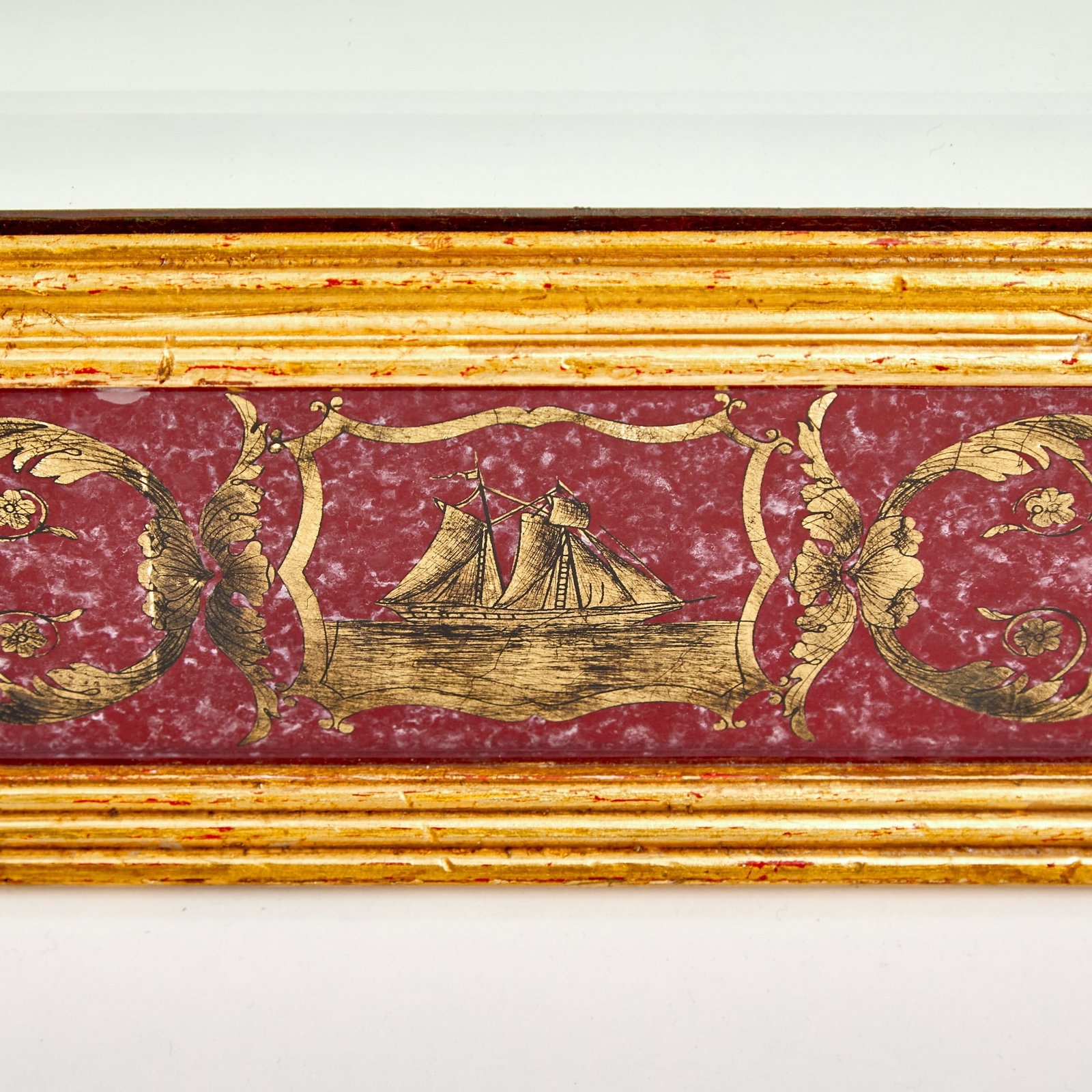 Neoclassical Style Verre Eglomis? Carved Giltwood Mirror - 3