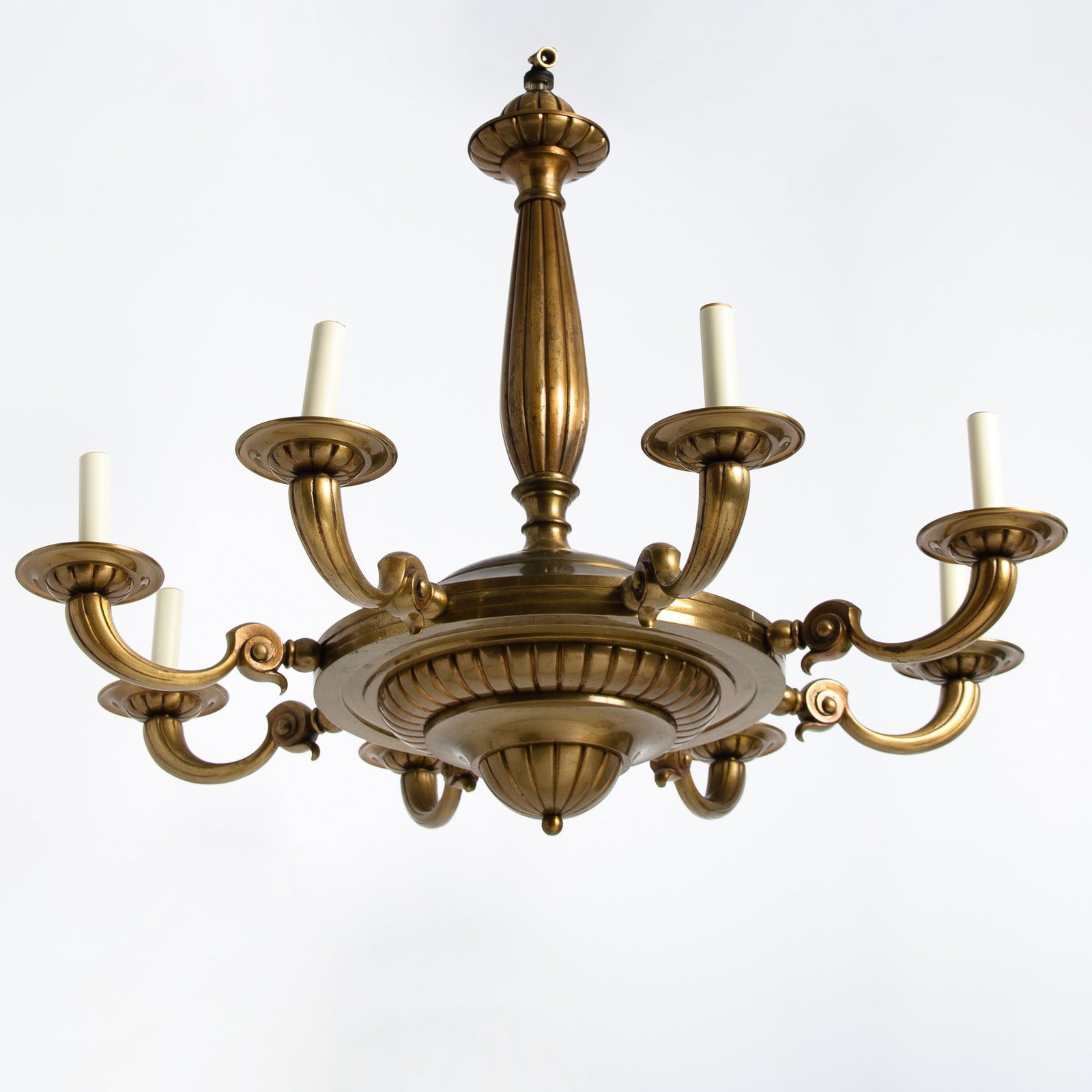 Eight Light Gilt-Metal Chandelier (1 of 3)