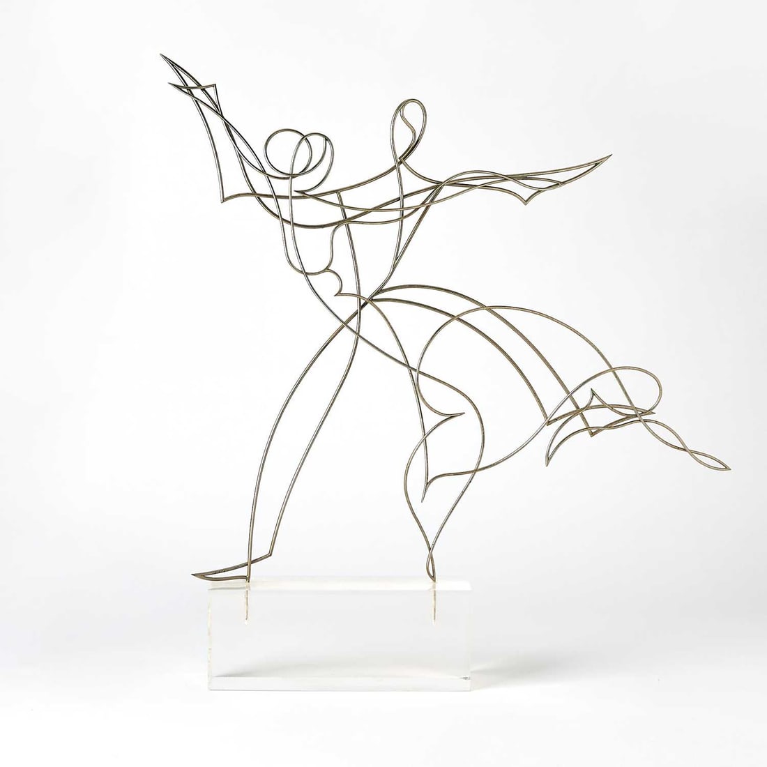 Giacomo Balla: Italian, 1871-1958 Ballerina III (For Bal Tik-Tak), executed in 1968; conceived 1922 Inscribed BALLA FUTURISTE and numbered 1/9 on the base Chromed brass on a lucite base Overall 20 3/4 x 18 x 4 1/2