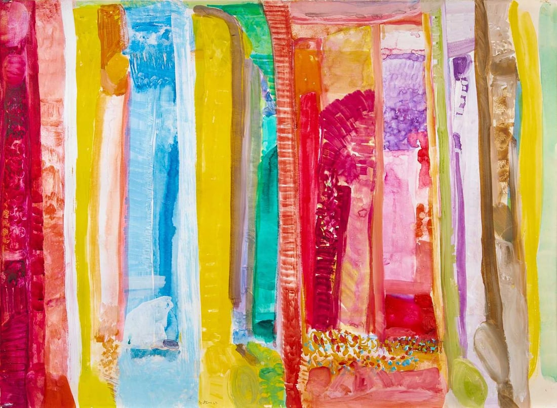 Robert Natkin: American, 1930-2010 Untitled, 1963 Signed and dated Natkin '63 (lc) Acrylic on paper 22 x 30 inches (55.9 x 76.2 cm) (Framed 27 7/8 x 35 7/8 inches)