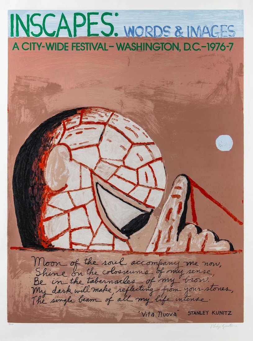 Philip Guston (1913-1980): INSCAPES: WORDS AND IMAGES (SMEFF 21) Color screenprint, 1976-77, on Lenox Rag paper, signed and numbered 14/100 in pencil, printed by Chromacop, Inc., New York, published by the Smithsonian