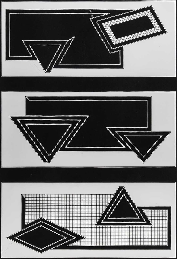 Frank Stella (1936-2024): BLACK STACK (AXSOM 47) Color lithograph, 1970, on Special Arjomari paper, signed, dated and numbered 40/56 in pencil, published by Gemini G.E.L, Los Angeles, with their blindstamp and ink stamp (verso