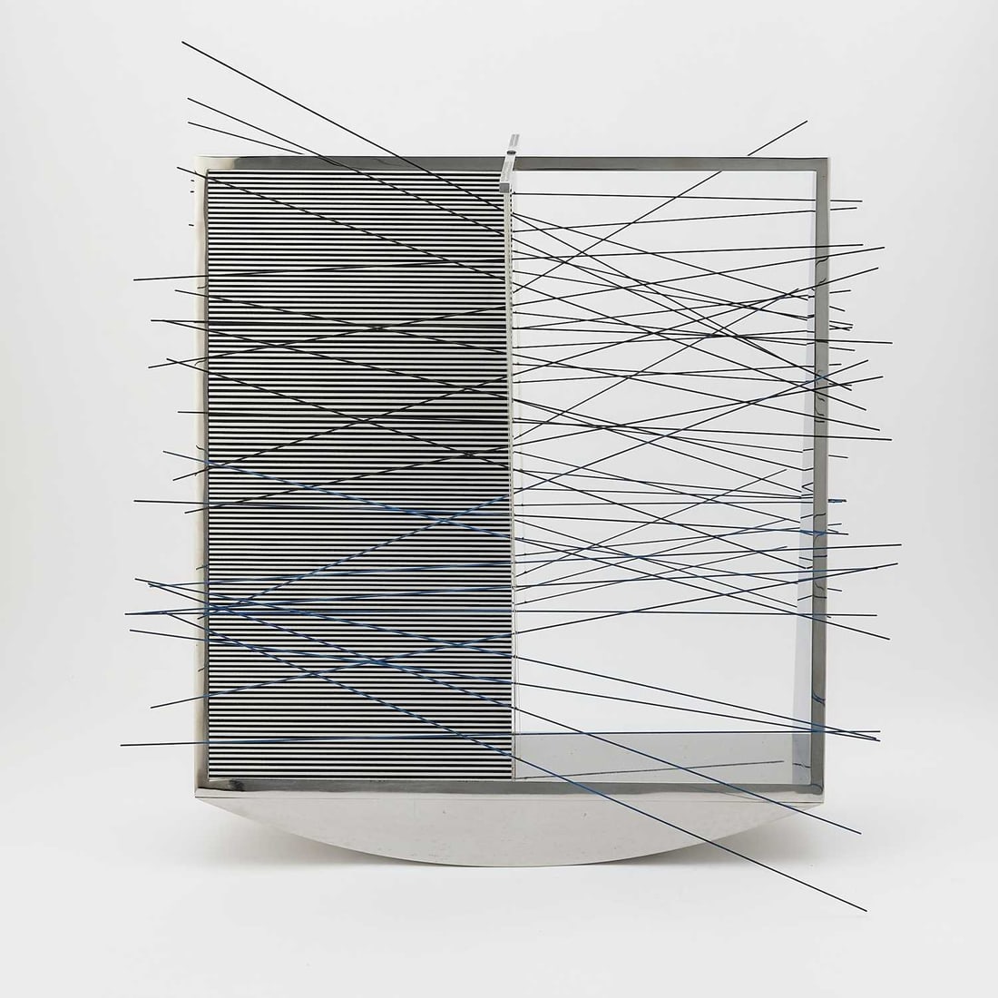 Jesus Rafael Soto: Venezuelan, 1923-2005 Quadrato, 1974 Stamped SOTO / "QUADRATO" 1974 / EDITION DENISE RENE / 68/75 (lc) Silkscreen on metal, nylon threads and metal rods, in a metal structure 17 5/8 x 15 7/8 x 12 1/2