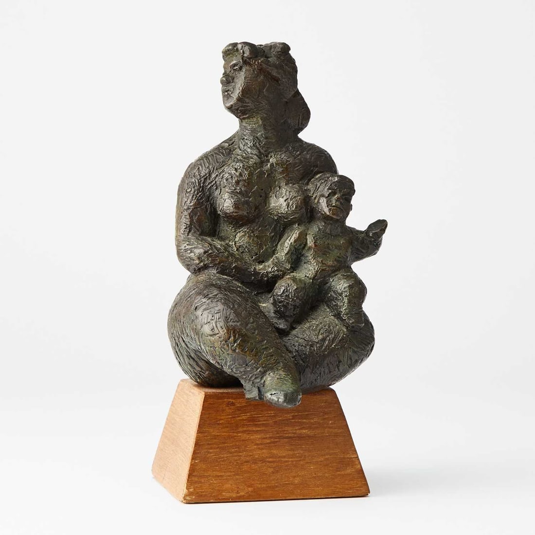 Chaim Gross: American, 1904-1991 Mother and Child Signed and numbered CHAIM GROSS 18/47 on the backside Bronze with brown patina Height 8 1/2 inches (21.6 cm)