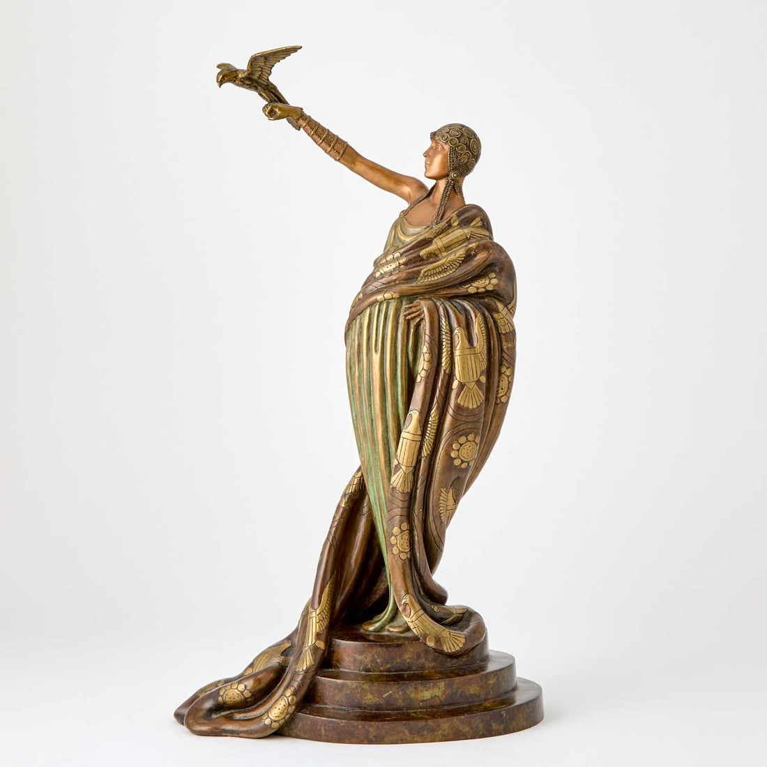 Erté (Romain de Tirtoff) (1892-1990): VICTOIRE Cold-painted bronze sculpture, 1980, with stamped signature, copyright, date and numbered 72/250, cast by Joel Meisner, with his foundry mark, published by RKP Int. Corp. 18 x 10 x 5 inches;
