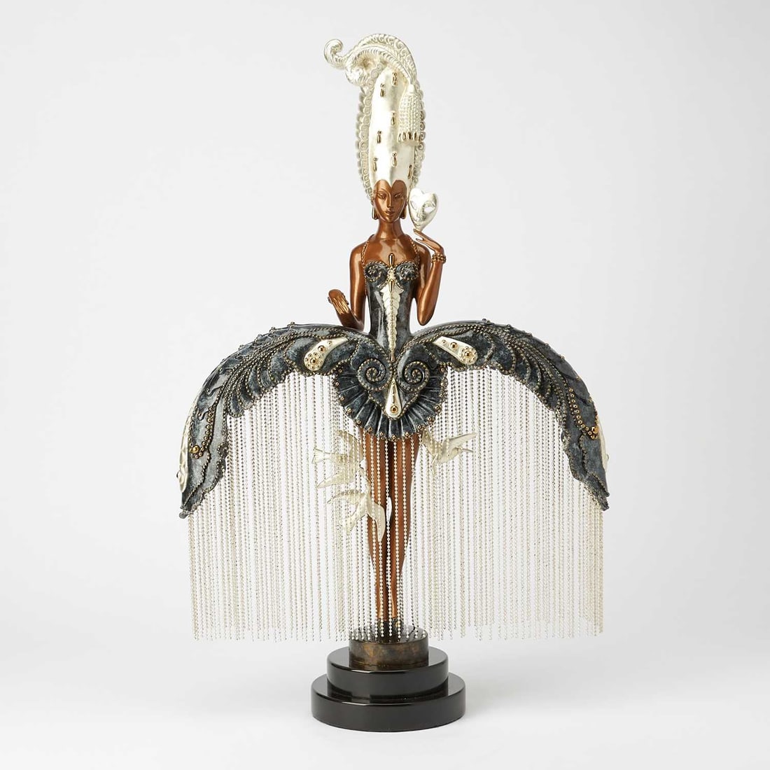 Erté (Romain de Tirtoff) (1892-1990): HER SECRET ADMIRERS Cold-painted bronze sculpture, 1990, with stamped signature, copyright, date and numbered 255/375, cast by Joel Meisner, with his foundry mark, published by Chalk & Vermillon