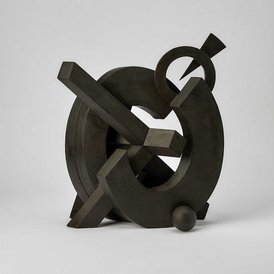 John Okuliuk: American, b. 1947 Angle Iron Signed J Okulick and dated indistinctly on the bottom Steel 14 1/2 x 13 1/2 x 5 inches (36.8 x 34.3 x 12.7 cm)