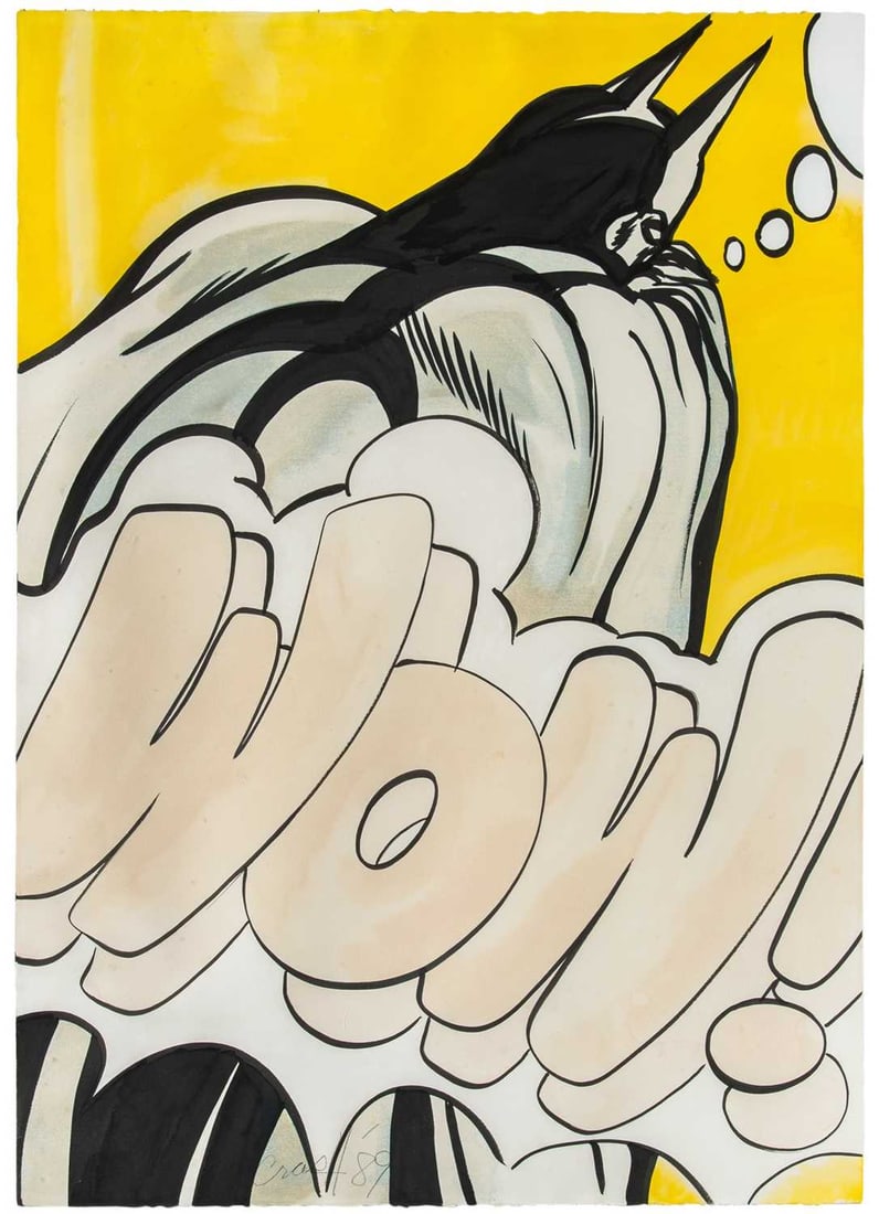 Crash (John Matos): American, b. 1961 Wow!, 1989 Signed Crash '89 (lc) Watercolor on paper 41 1/4 x 29 inches (104.8 x 73.7 cm) (Framed 55 x 43 1/4 inches)