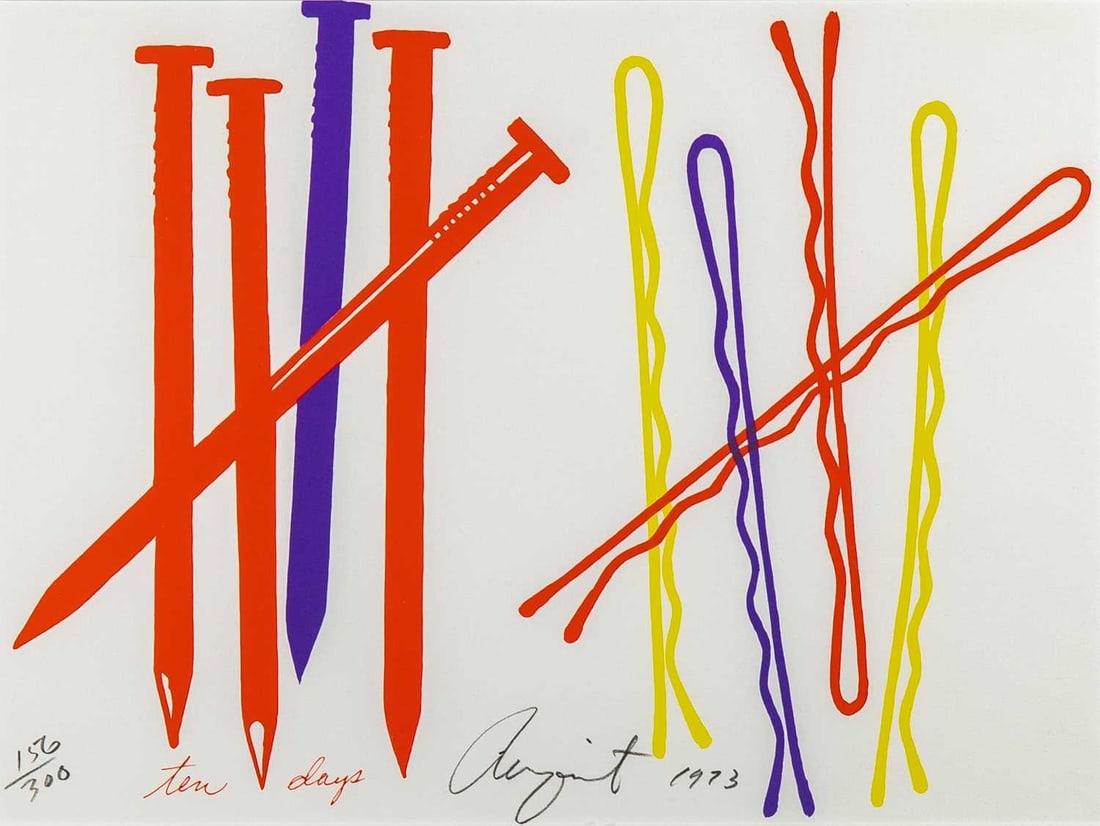 James Rosenquist (1933-2017): TEN DAYS (GLENN 68) Color screenprint, 1973, on wove paper, signed, dated and numbered 156/300 in pencil, from The New York Collection for Stockholm, printed by Styria Studio, Inc., New York, publishe