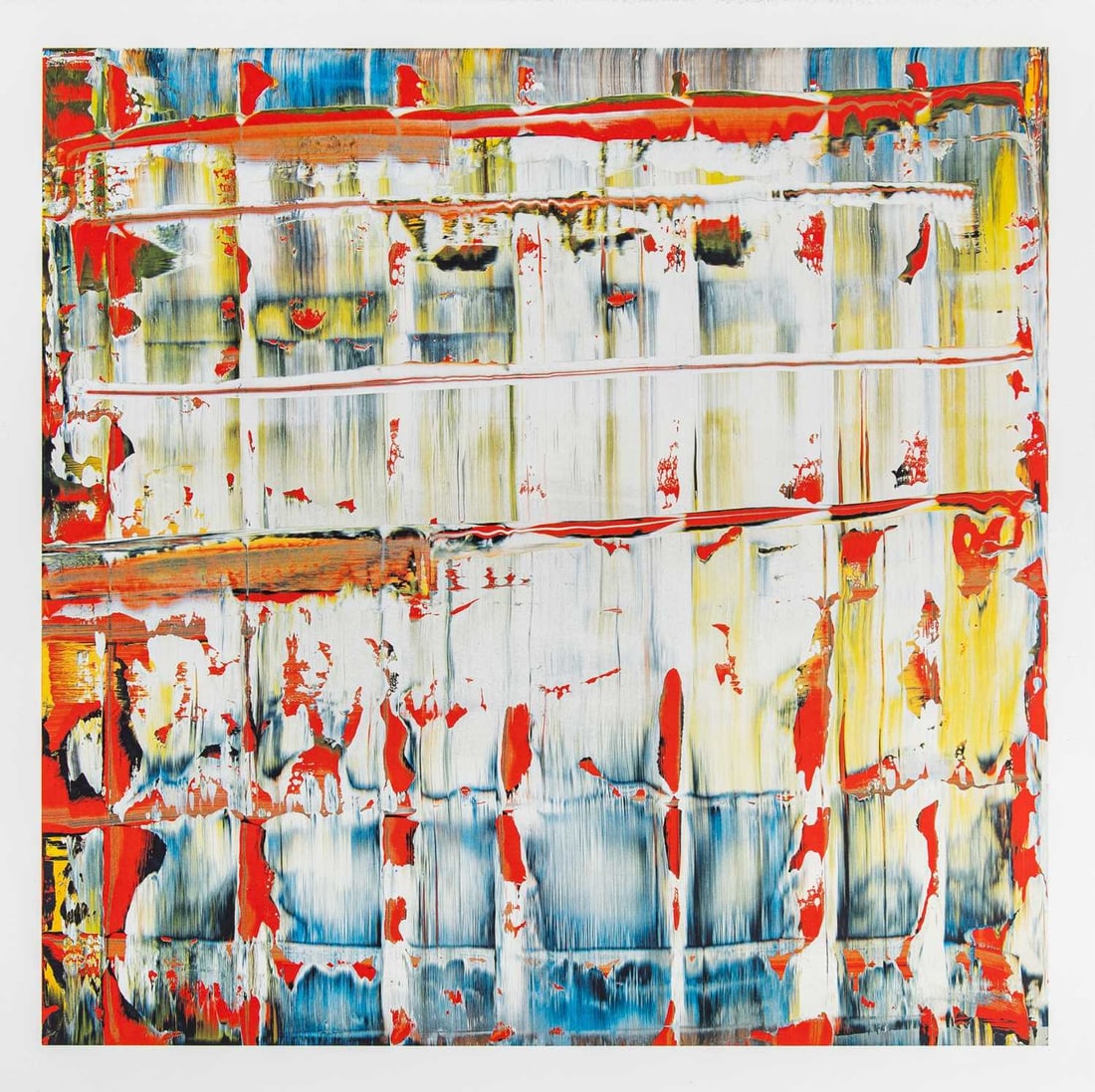 Gerhard Richter (b. 1932): ABSTRAKTES BILD, 1992 Hybrid print, 2023, on wove paper, from the unnumbered edition of 500, published by Daco-Verlag, Stuttgart, unframed. Image 25 1/8 x 25 1/8 inches; 63.8 x 63.8 cm Sheet 27 1/2 x