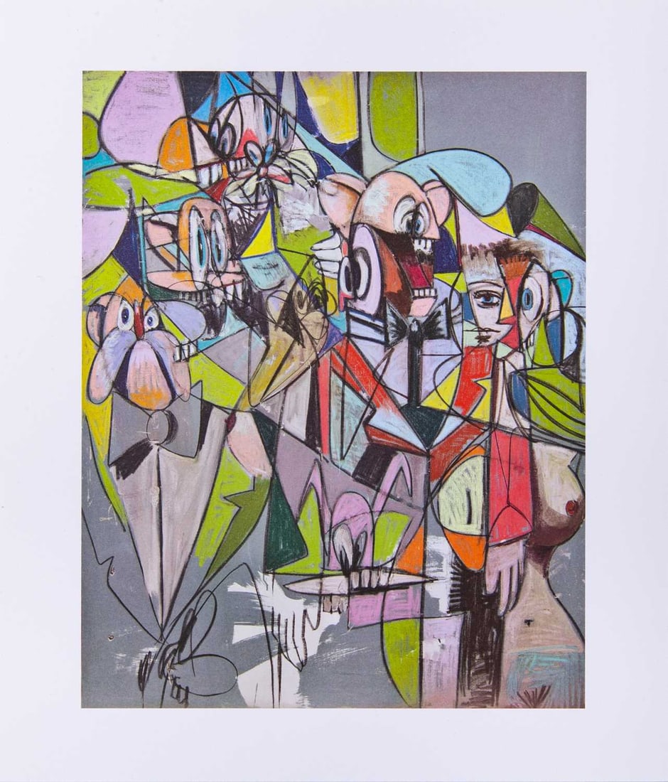 George Condo (b. 1957): CASCADING BUTLERS (PLATE 5) Color digital print, 2011, on wove paper, the unsigned edition of 400, published by Skarstedt Gallery, New York, on occasion of the exhibition George Condo: Drawing Paintin