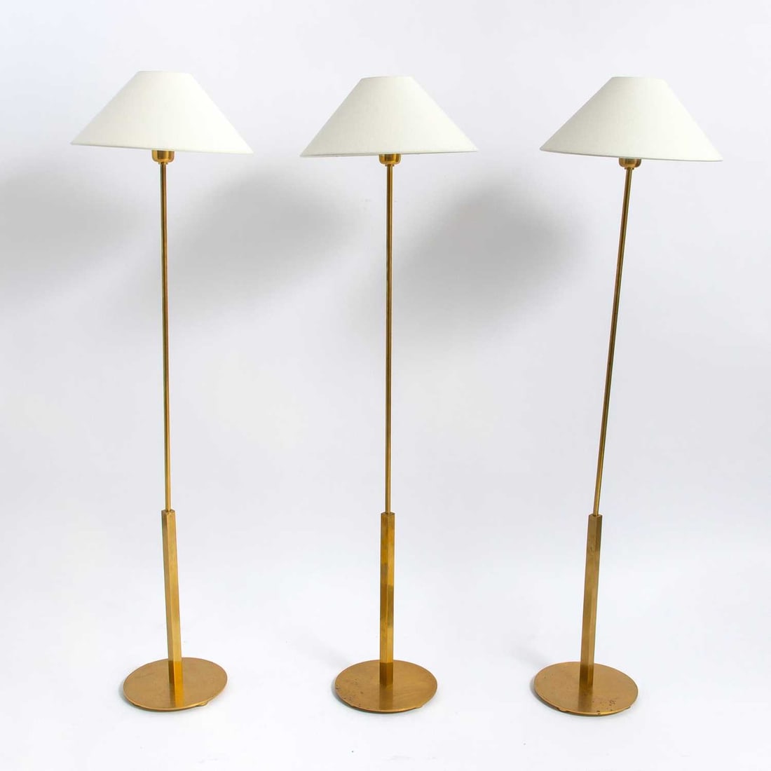 Set of Three Contemporary Design Brass Finish Metal Floor Lamps (1 of 4)