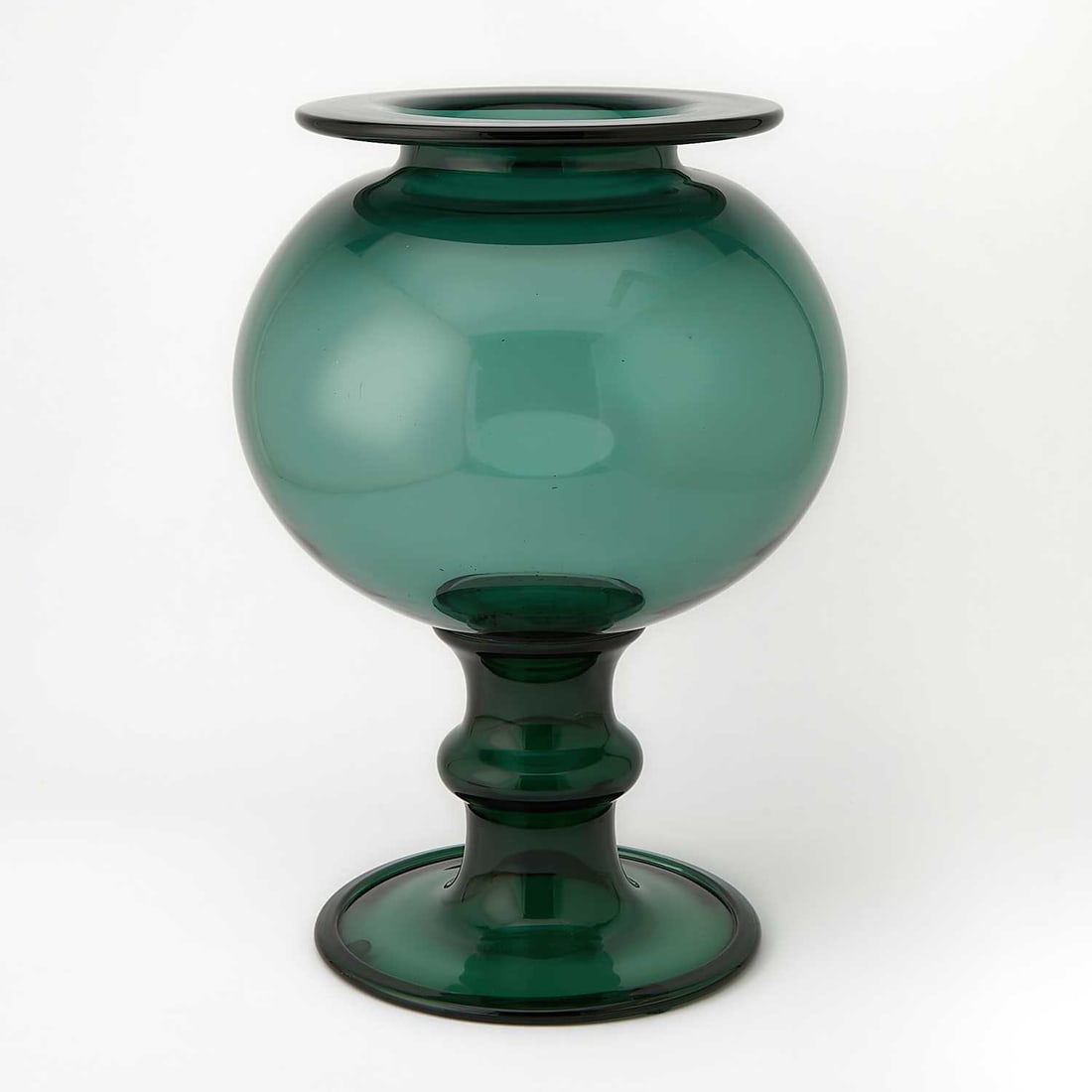 Large Blown Glass Photophore: Late 20th/early 21st century In transparent dark green colored glass, unsigned. Height 17 1/4 inches.