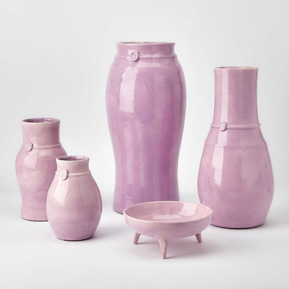 Five Nicholas Newcomb for Newcomb Studios Lavender Glazed Earthenware Table Articles (1 of 6)