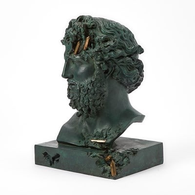 Daniel Arsham Green Patinated and Polished Bronze "Eroded Jupiter" Bust - 2