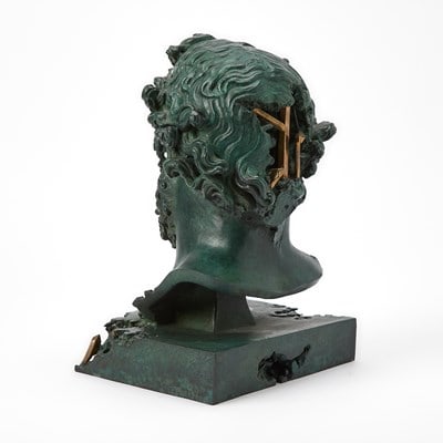 Daniel Arsham Green Patinated and Polished Bronze "Eroded Jupiter" Bust - 3
