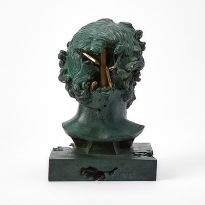 Daniel Arsham Green Patinated and Polished Bronze "Eroded Jupiter" Bust - 4