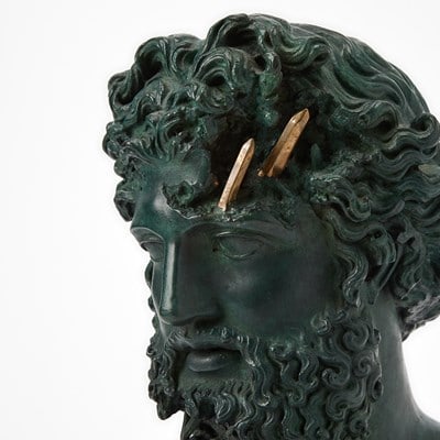 Daniel Arsham Green Patinated and Polished Bronze "Eroded Jupiter" Bust - 7