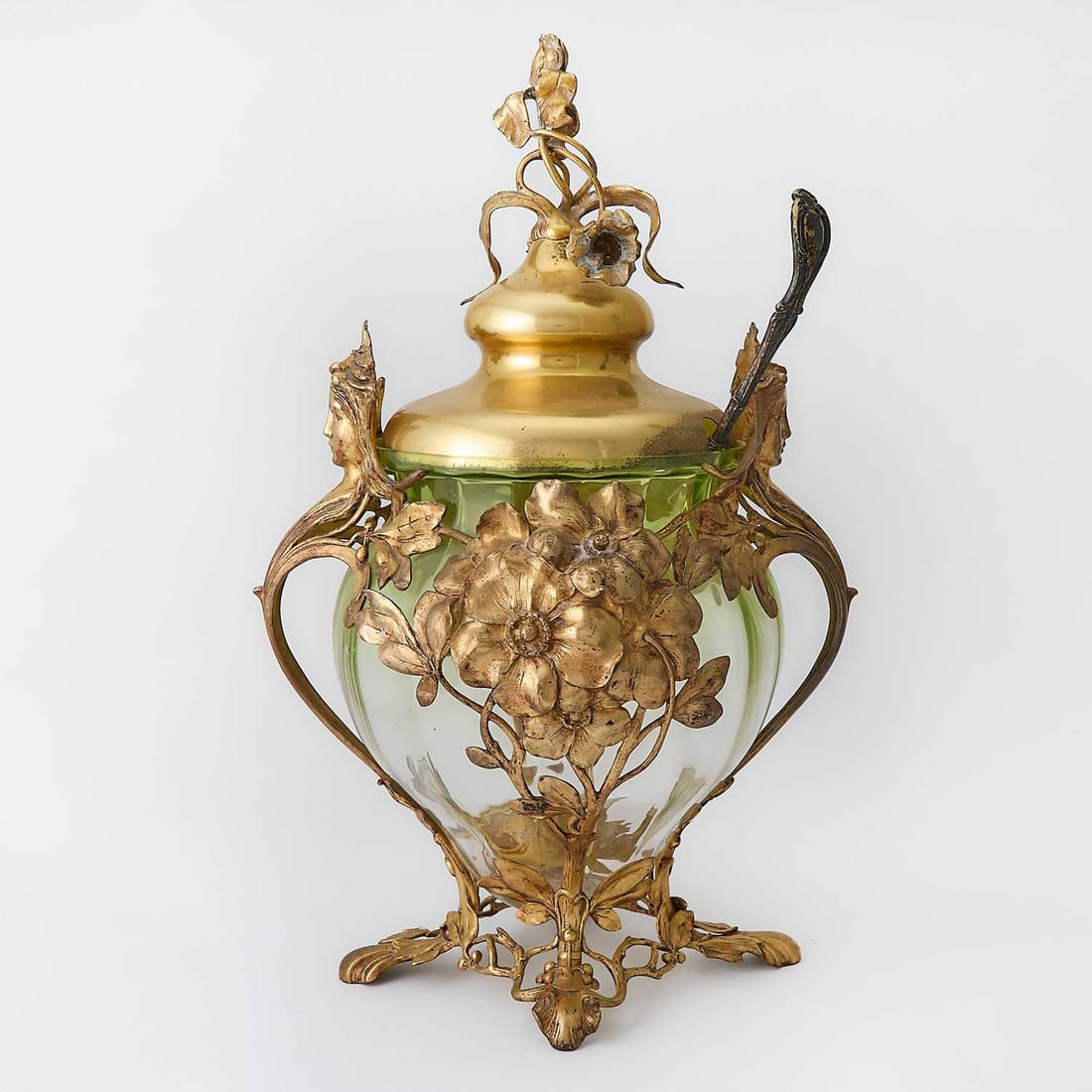 WMF Art Nouveau Gilt-Brass Mounted Molded Glass Punch Bowl (1 of 5)