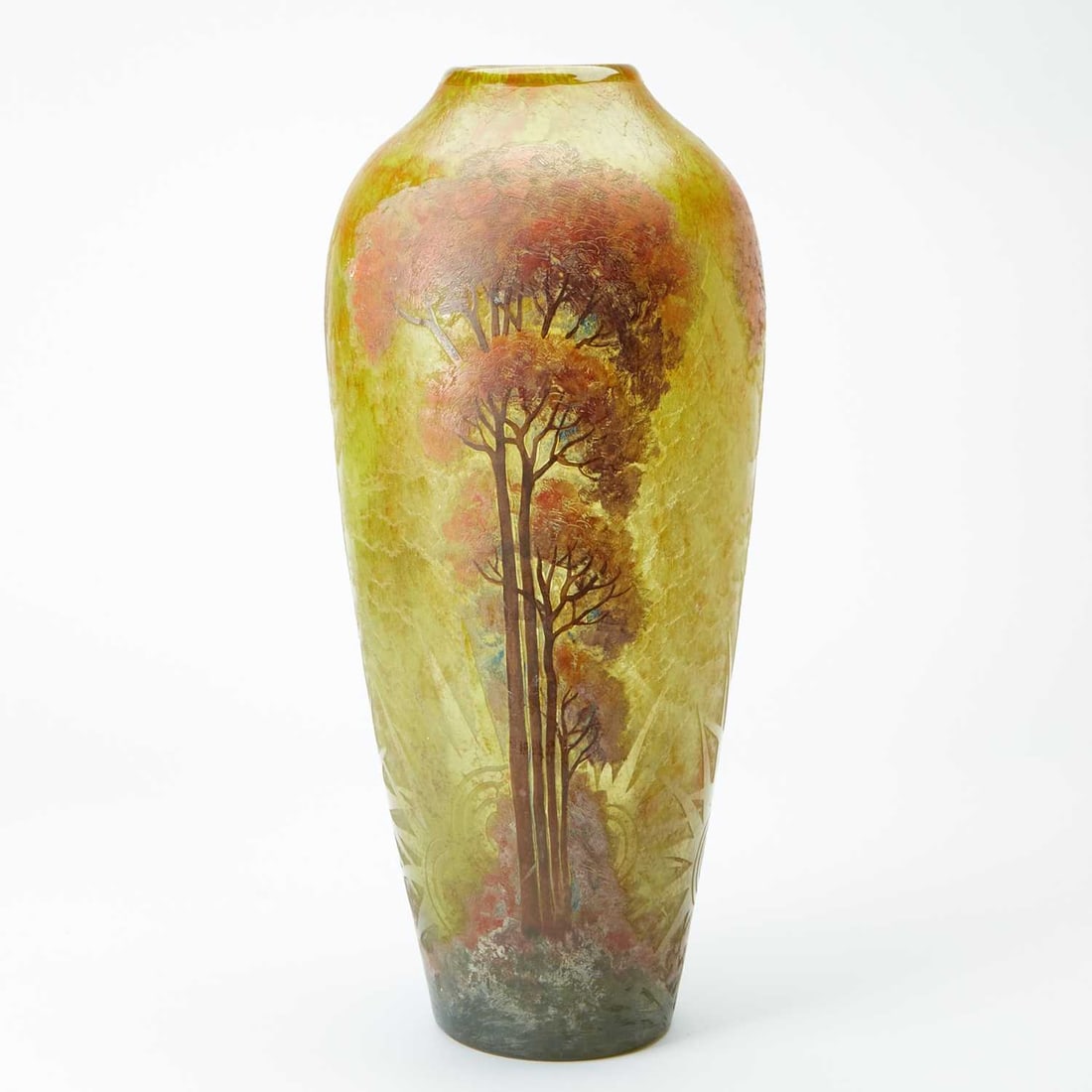 Monumental Legras Acid-Etched and Enameled Glass scenic Landscape Vase (1 of 7)
