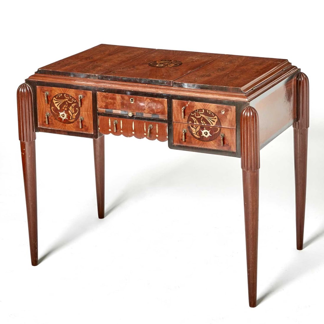 Art Deco Mixed Woods and Mother-of-Pearl Inlaid Mahogany Dressing Table (1 of 5)