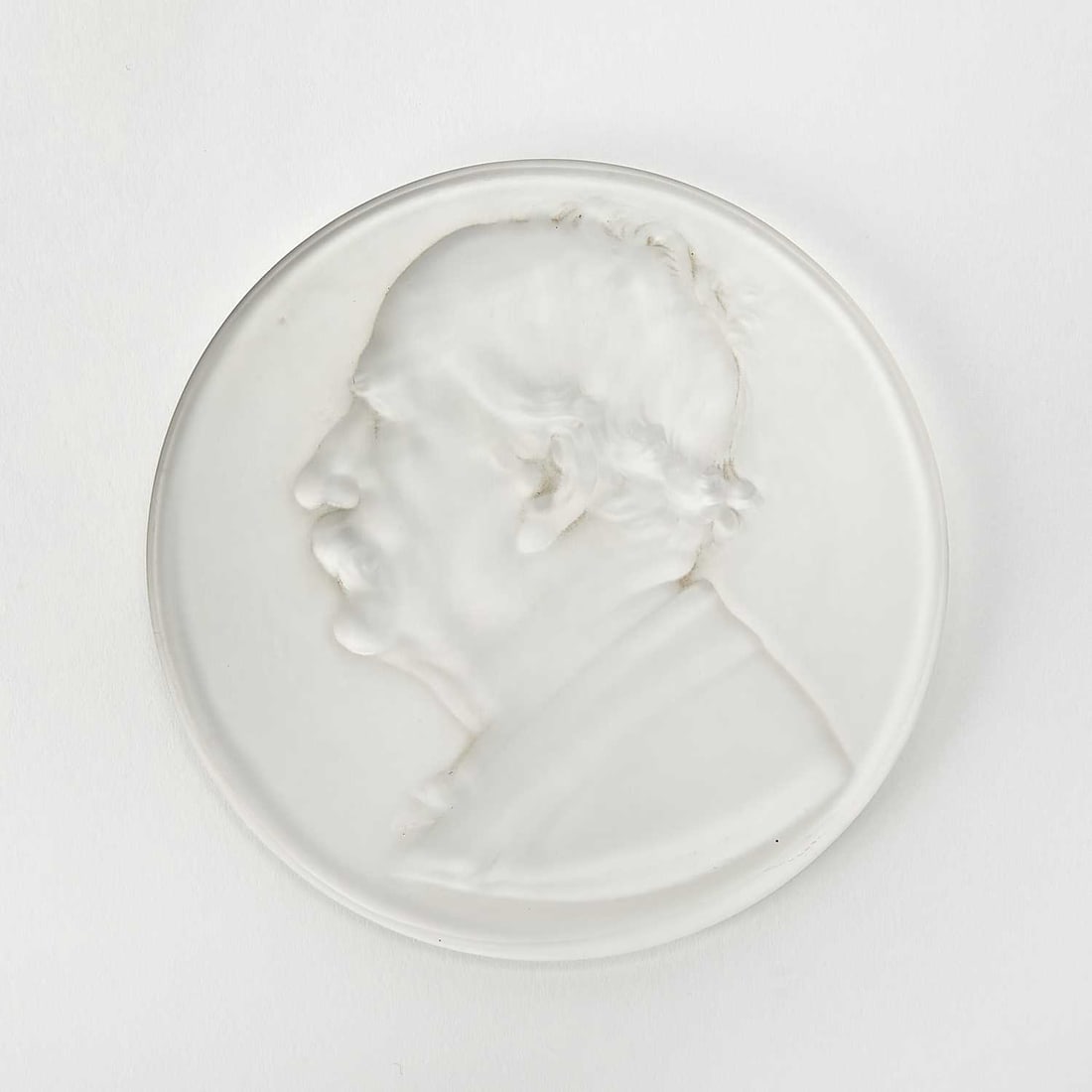 Rare R. Lalique Molded Glass Commemorative Portrait Relief Medallion of Marcelin Berthelot (1 of 5)
