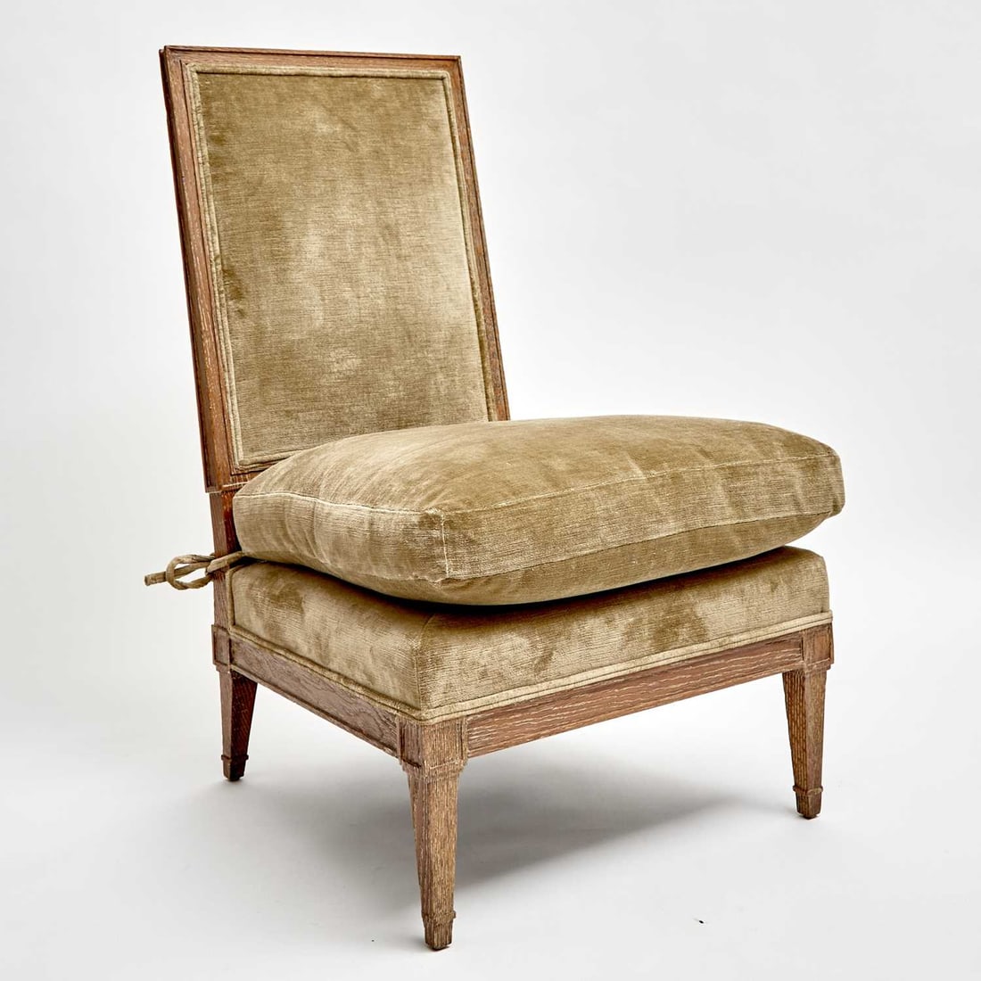 Jean Michel Frank Style Upholstered Cerused Oak Slipper Chair (1 of 3)