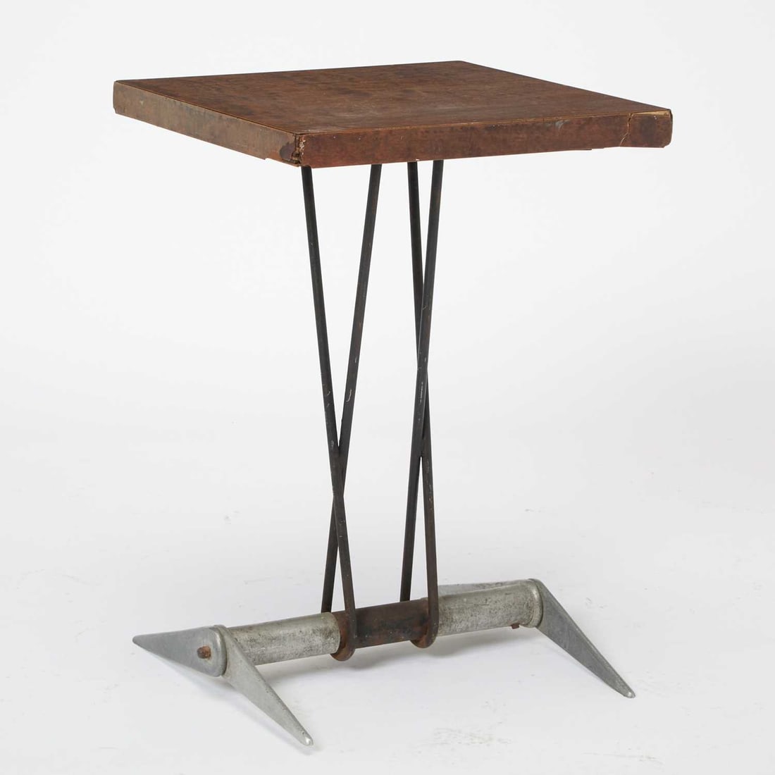 After Jean Prouvé Aluminum Metal and Laminate Occasional Table (1 of 4)