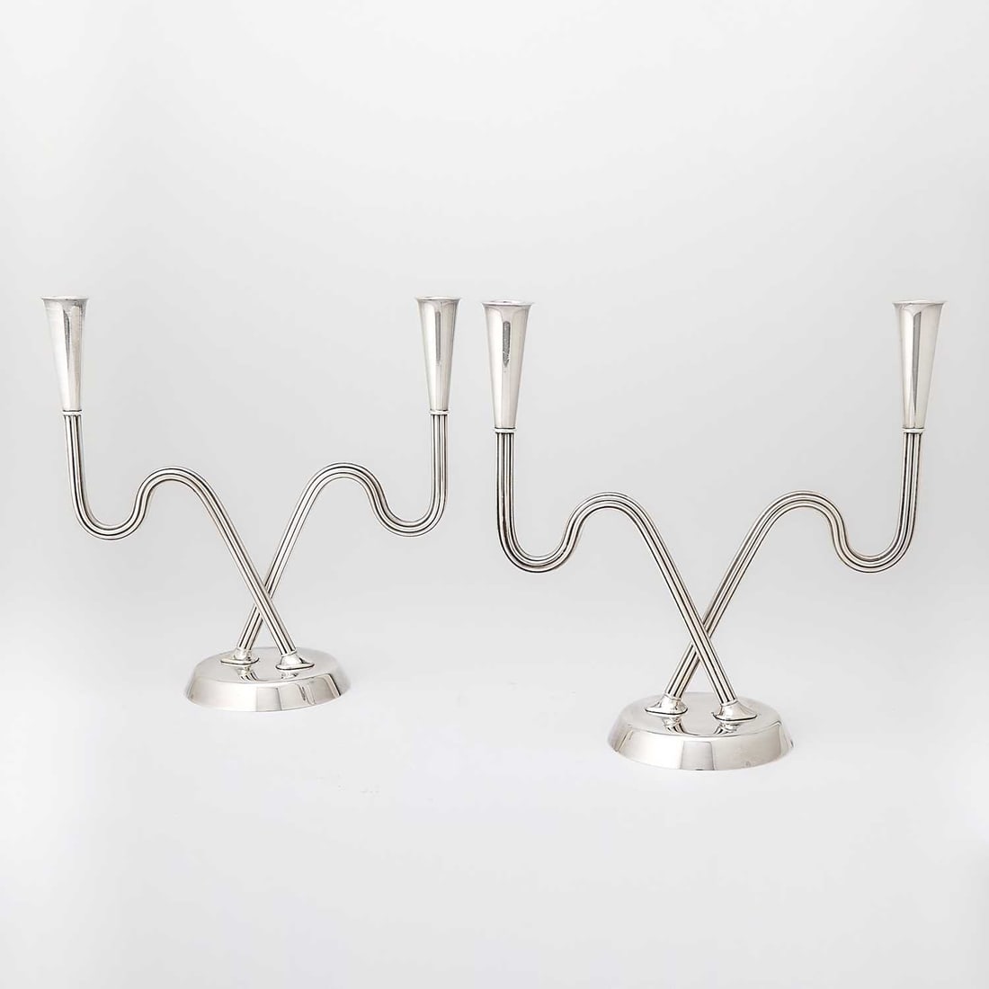 Pair of Georg Jensen Sterling Silver Two Light Candelabra (1 of 4)