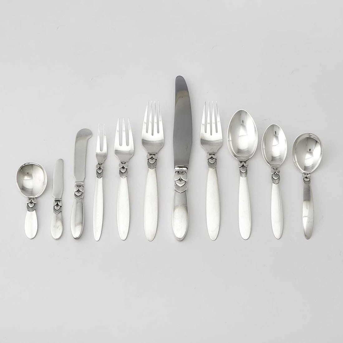 Georg Jensen Sterling Silver 'Cactus' Pattern Flatware Service (1 of 4)