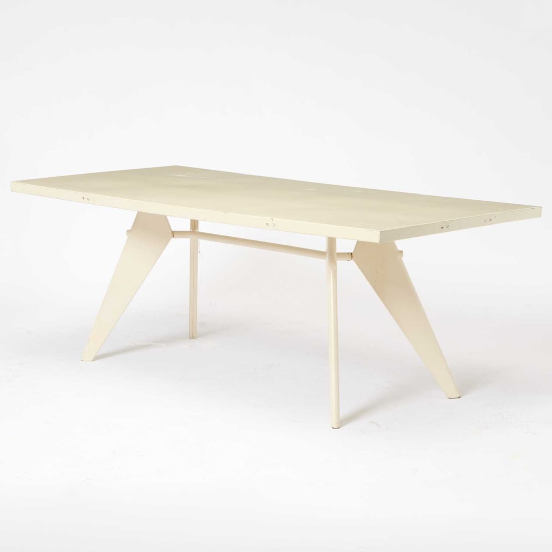 After Jean Prouve Aluminum Lacquered Metal and Steel Table (1 of 4)