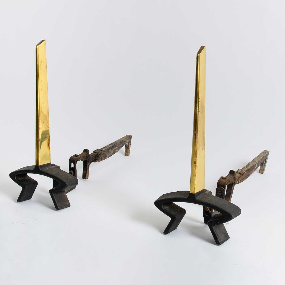 Pair of Donald Deskey Brass and Iron Andirons (1 of 5)