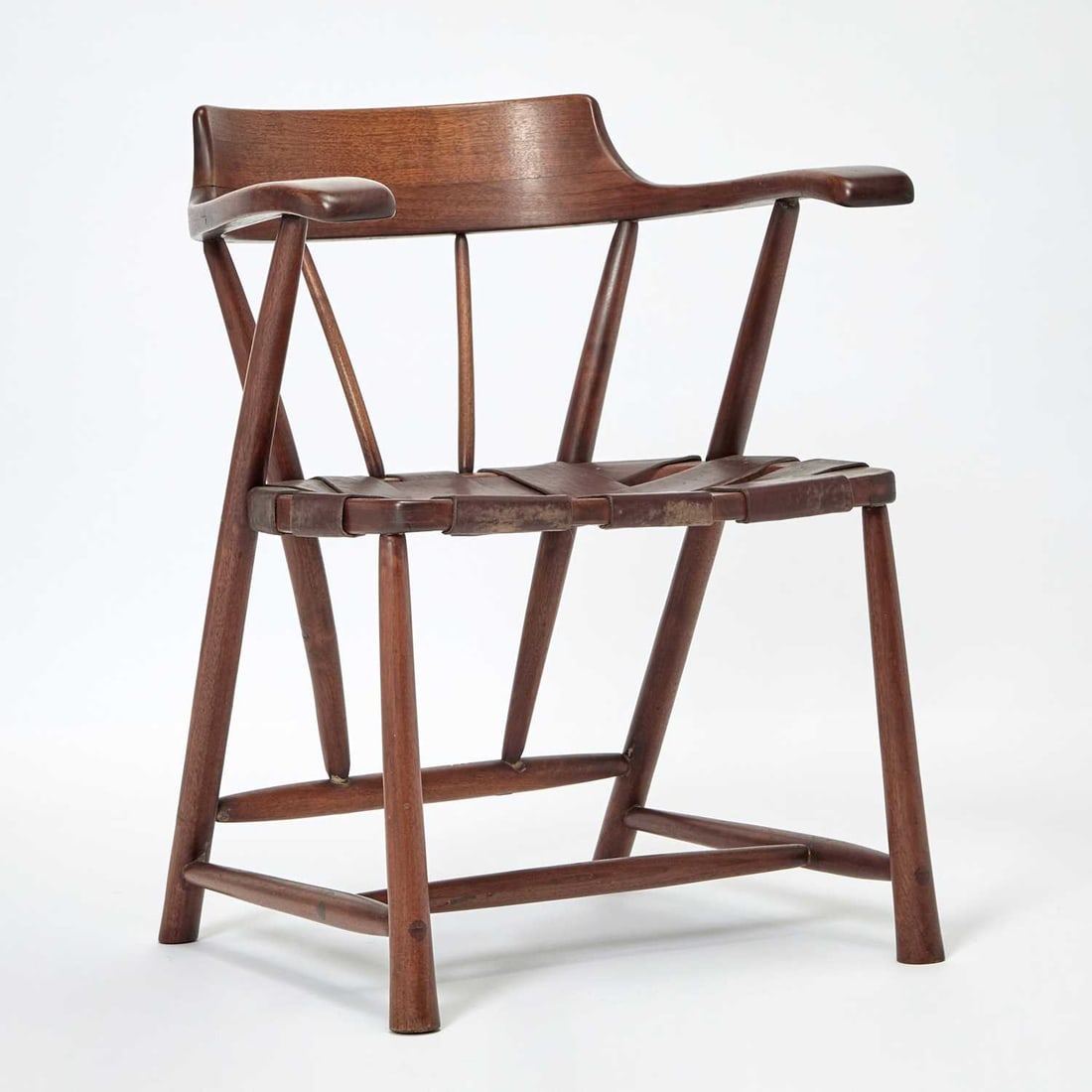 Wharton Esherick Walnut and Leather Armchair (1 of 7)