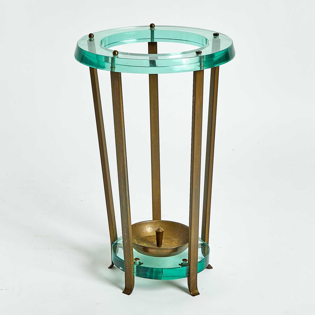 Mid-Century Modern Design Glass and Brass Umbrella Stand (1 of 3)
