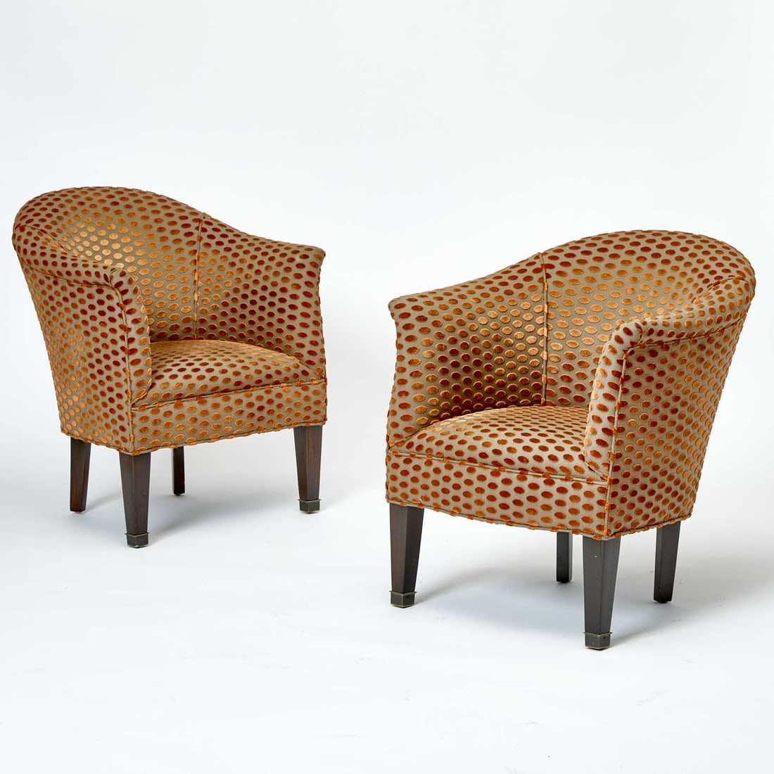 Pair of Upholstered Dark Stained Wood Armchairs (1 of 4)